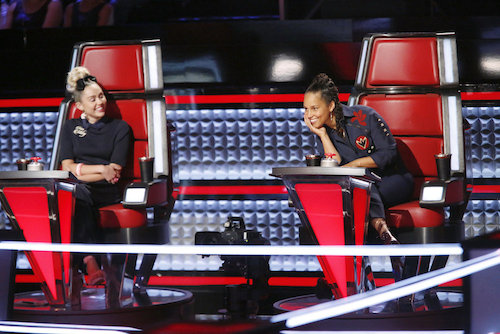 THE VOICE -- "Knockout Rounds" -- Pictured: (l-r) Miley Cyrus, Alicia Keys -- (Photo by: Trae Patton/NBC)